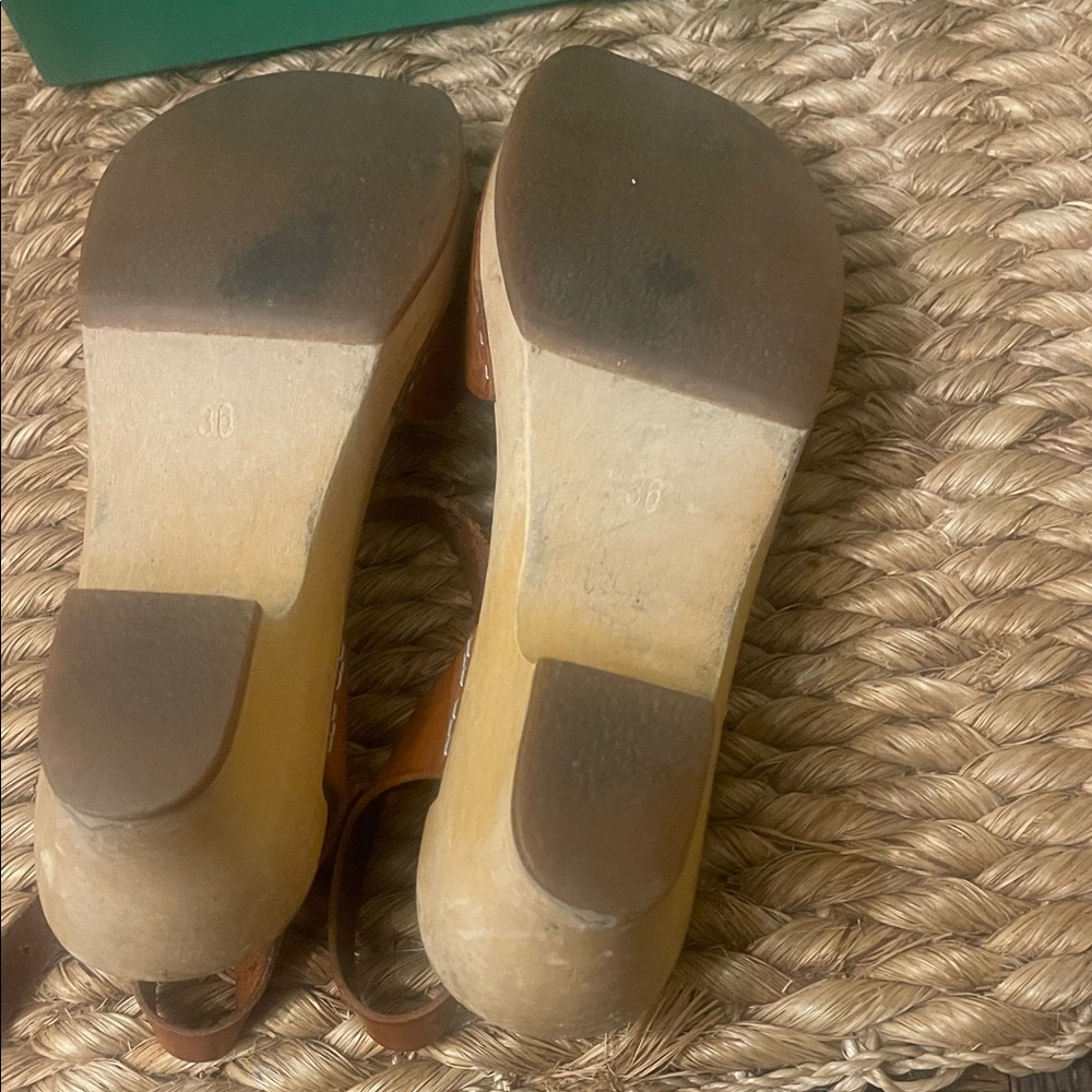 Swedish Hasbeens Brown Leather Mules - Picture 3 of 4